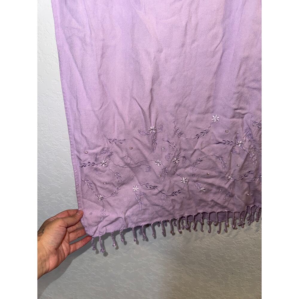 ❤️🔥Crazy Horse Lavender Embroidered Pashmina Wrap Scarf w/ Fringe - Picture 1 of 4